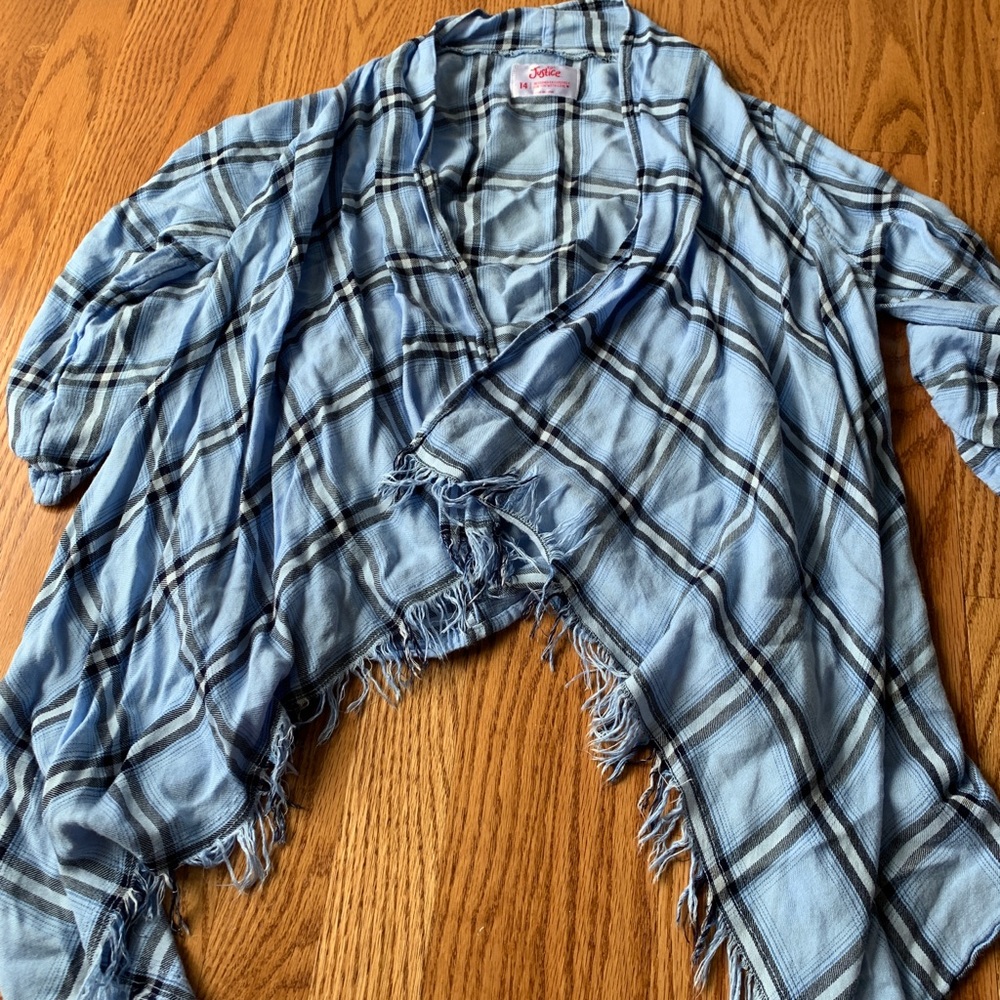 JUSTICE BLUE CARDIGAN WITH FRILLS!